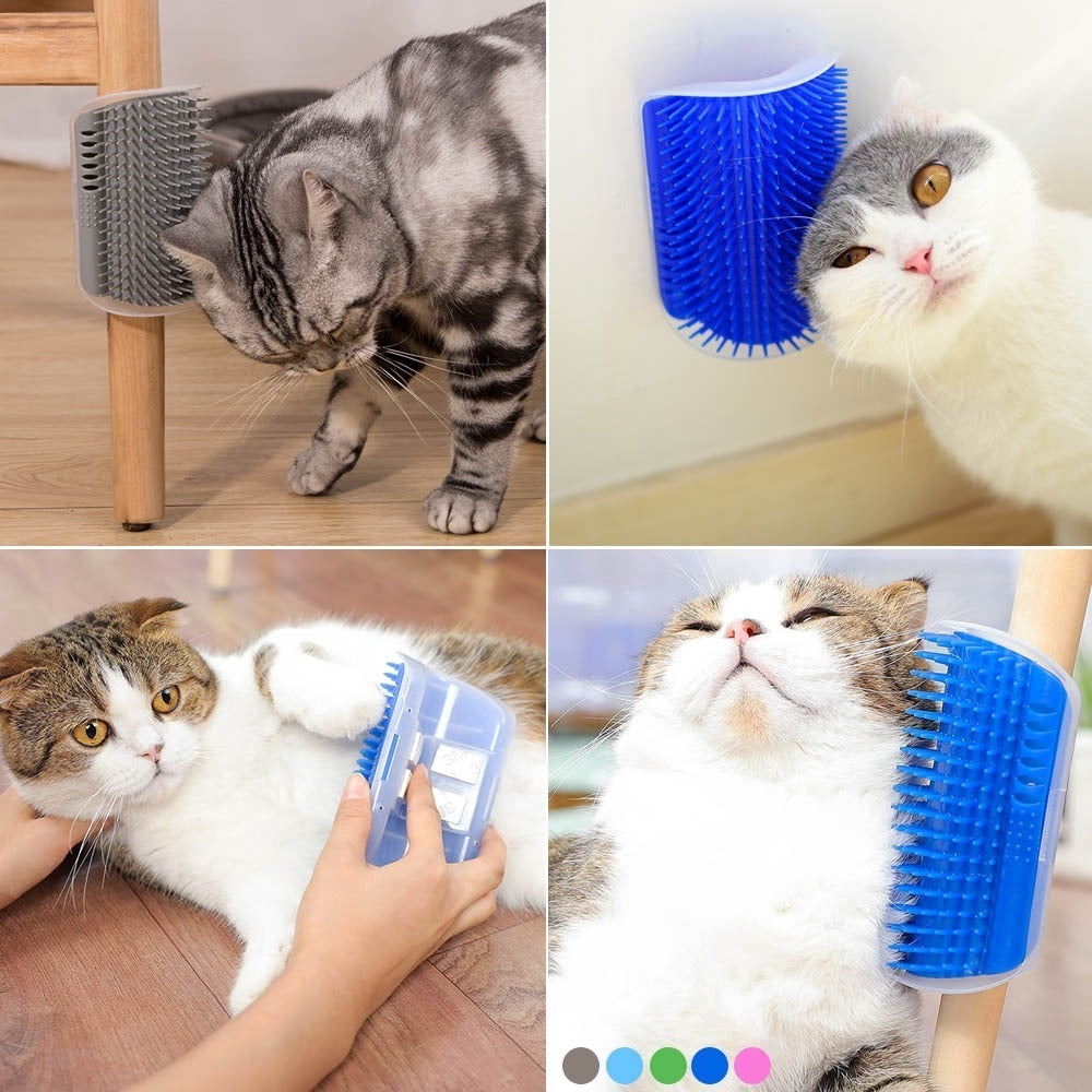 Cepillo Rascador Esquinero Para Gatos + Cepillo Quita Pelusas