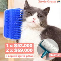 Cepillo Rascador Esquinero Para Gatos + Cepillo Quita Pelusas